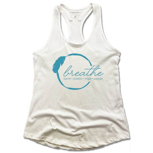 BREATHE PILATES AND BARRE | LADIES WHITE TANK | COLOR LOGO