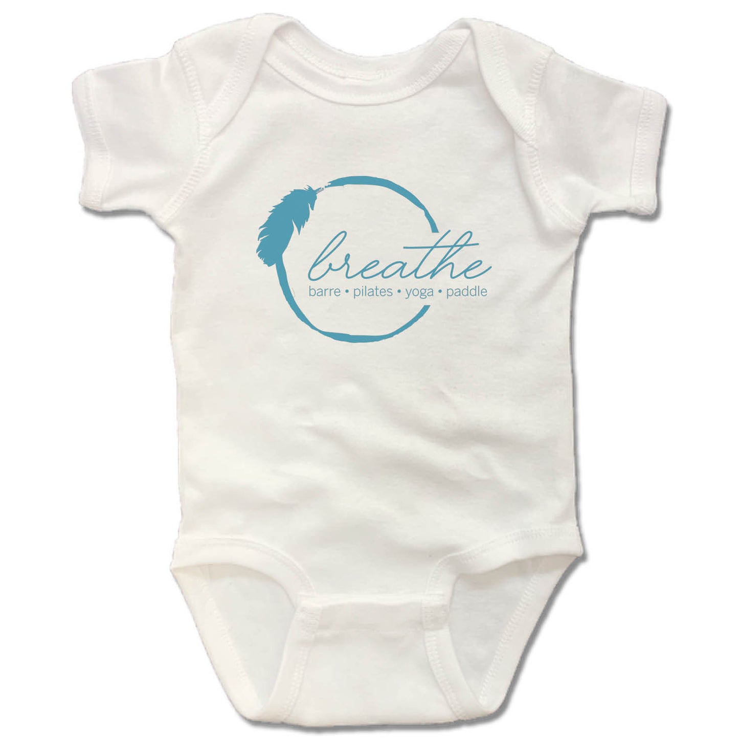 BREATHE PILATES AND BARRE | WHITE ONESIE | COLOR LOGO