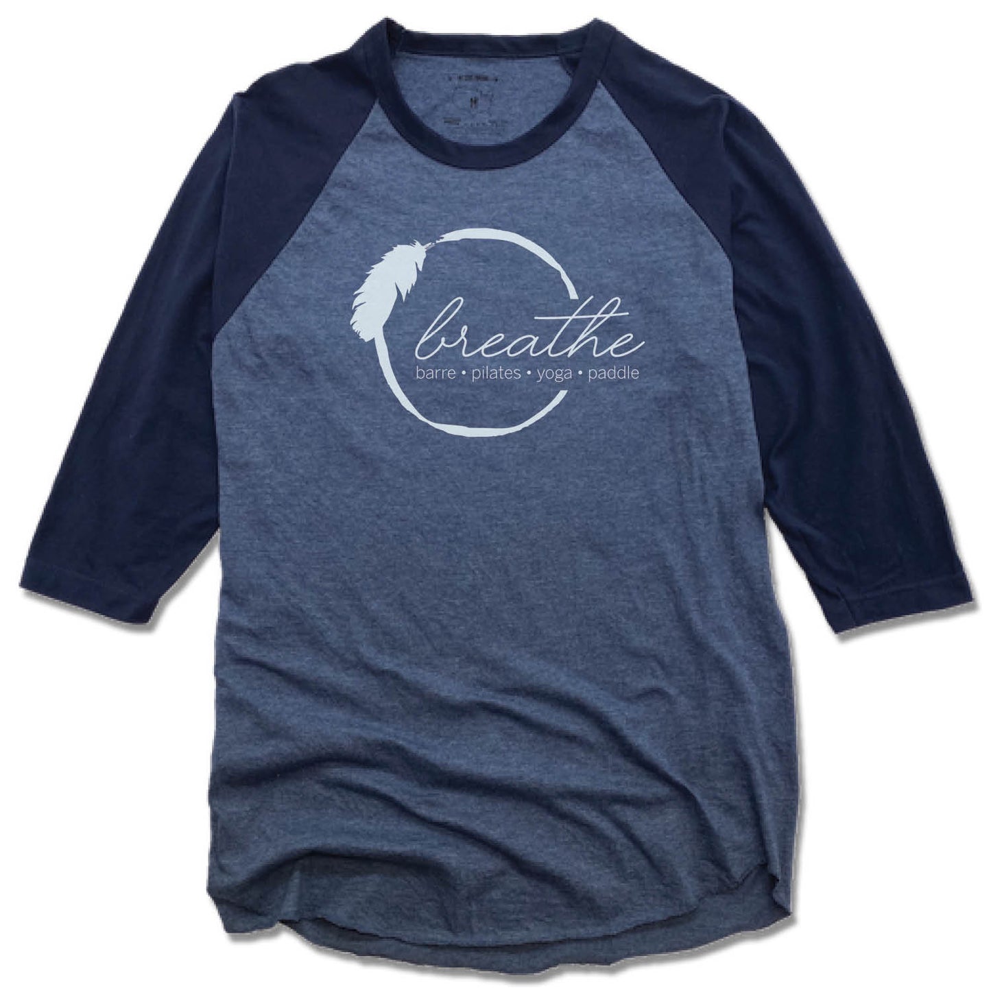 BREATHE PILATES AND BARRE | DENIM/NAVY 3/4 SLEEVE | WHITE LOGO