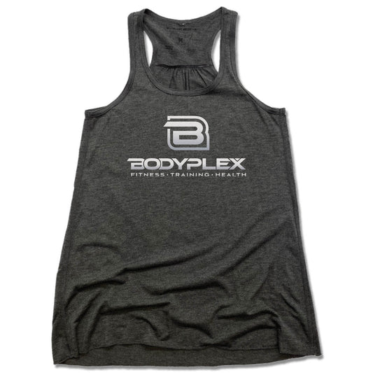 BODYPLEX | LADIES GRAY FLOWY TANK | SILVER LOGO