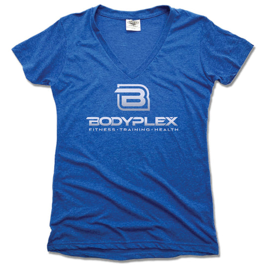 BODYPLEX | LADIES BLUE V-NECK | SILVER LOGO