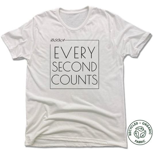 BRIGHT STARS GYMNASTICS ACADEMY | UNISEX WHITE Recycled Tri-Blend | EVERY SECOND COUNTS