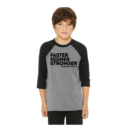 BRIGHT STARS GYMNASTICS ACADEMY | YOUTH 3/4 SLEEVE | FASTER HIGHER STRONGER
