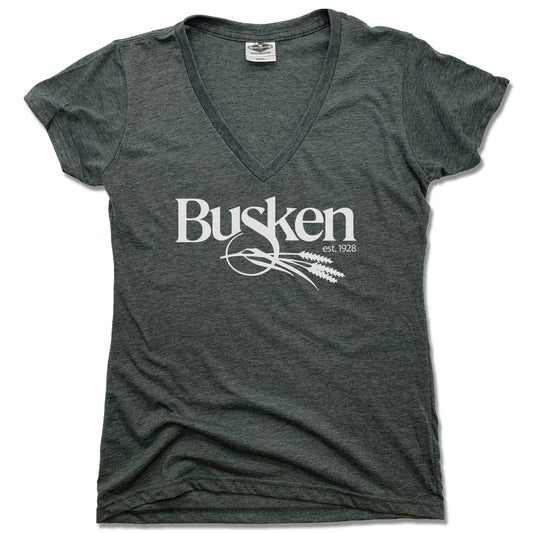 BUSKEN BAKERY | LADIES V-NECK | white-logo