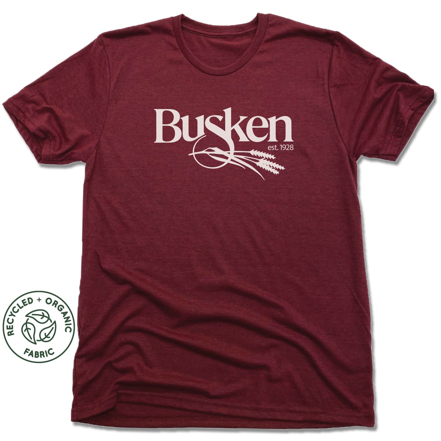 BUSKEN BAKERY | UNISEX VINO RED Recycled Tri-Blend | white-logo