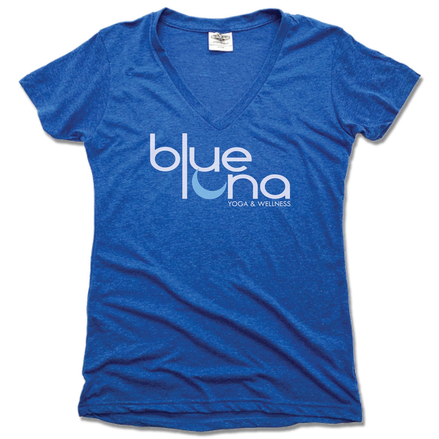 Blue Luna Yoga & Wellness | LADIES BLUE V-NECK | LOGO