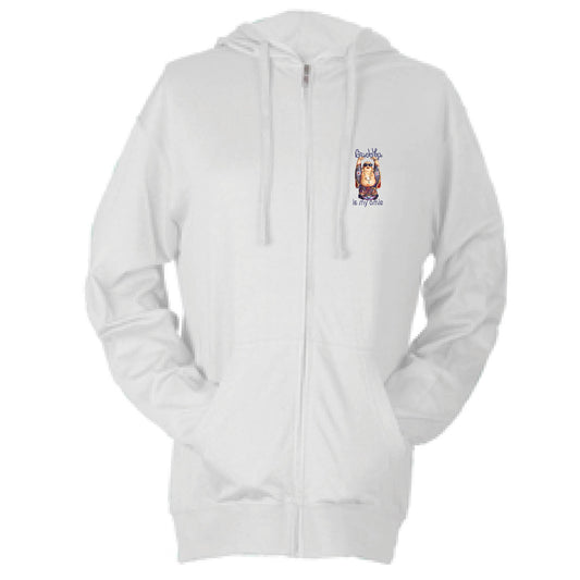 YOGA MIX ORLANDO | WHITE ZIP HOODIE | BUDDHA IS MY OMIE