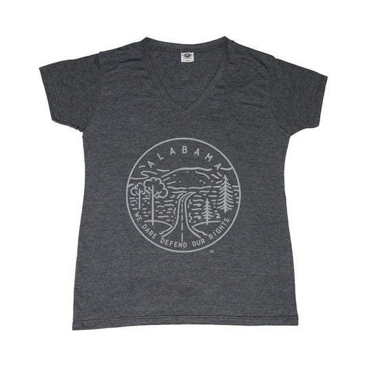 ALABAMA LADIES' V-NECK | STATE SEAL |  WE DARE DEFEND OUR RIGHTS