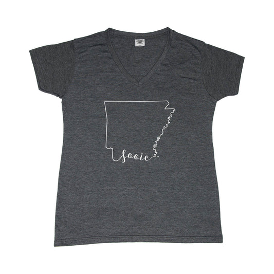 ARKANSAS LADIES V-NECK | CALLIGRAPHY OUTLINE | SOOIE