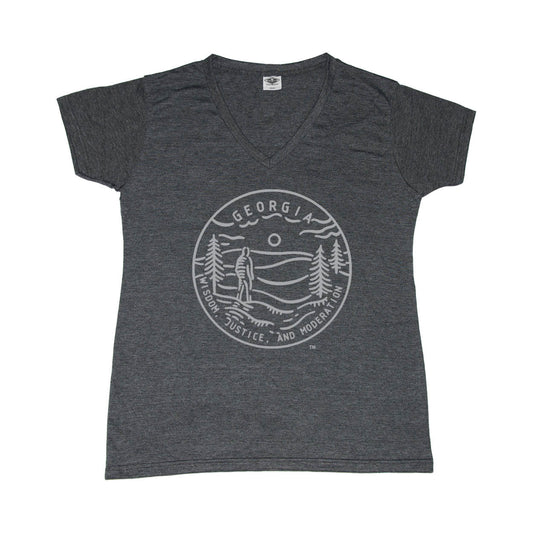 GEORGIA LADIES' V-NECK | STATE SEAL | WISDOM, JUSTICE, AND MODERATION