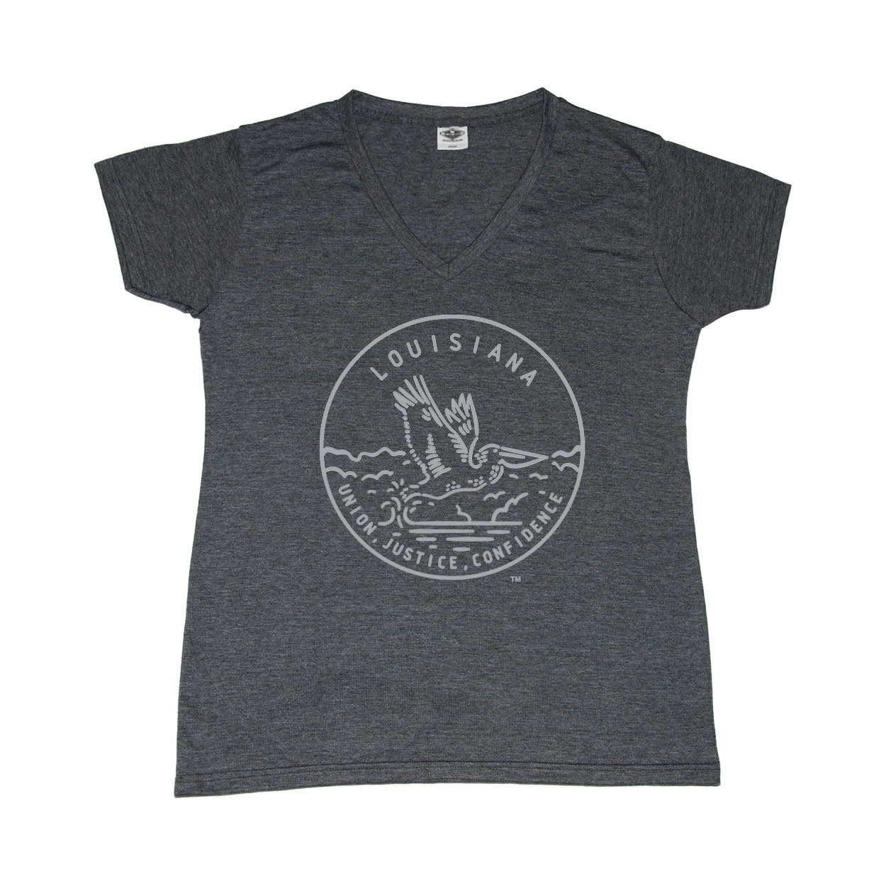 LOUISIANA LADIES' V-NECK | STATE SEAL | UNION, JUSTICE, CONFIDENCE