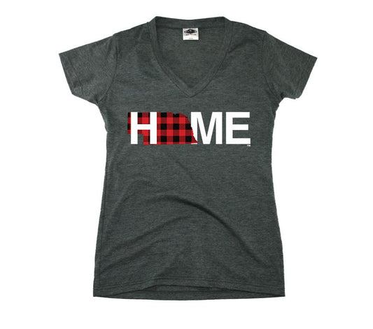 NEBRASKA LADIES V-NECK TEE | HOME | PLAID