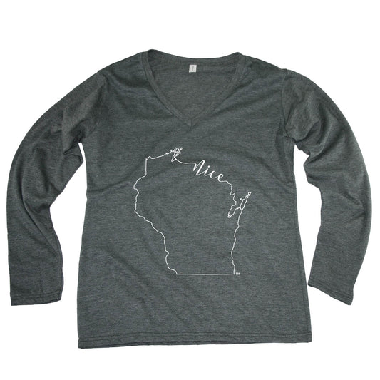 WISCONSIN LADIES' LONGSLEEVE V-NECK | OUTLINE | NICE