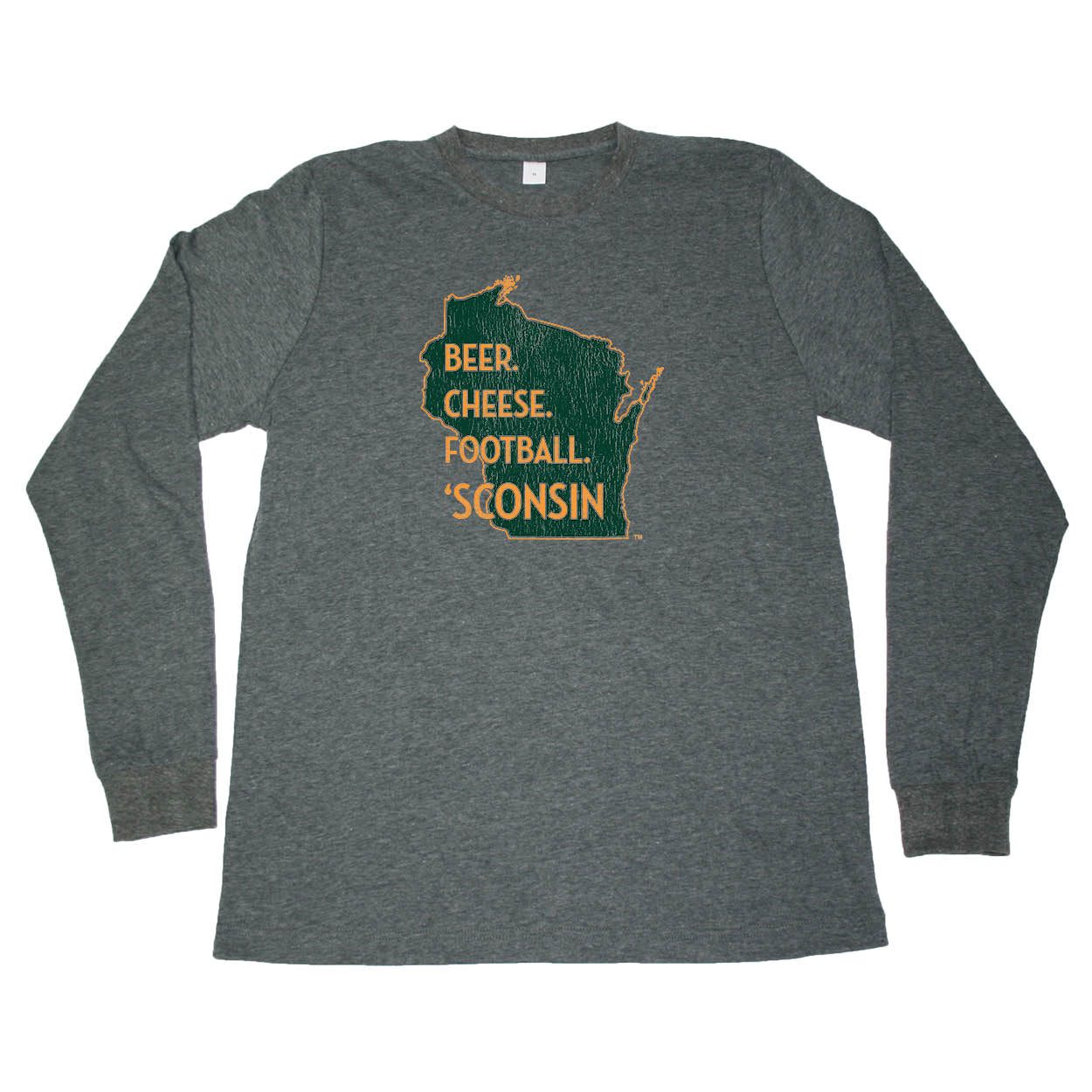 WISCONSIN LONG SLEEVE TEE | BEER, CHEESE, FOOTBALL | BEER, CHEESE, FOOTBALL - My State Threads