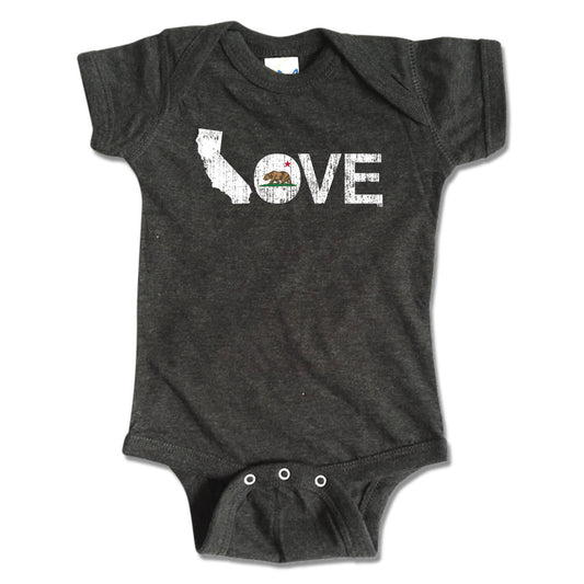 CALIFORNIA ONESIE | LOVE | WHITE - My State Threads