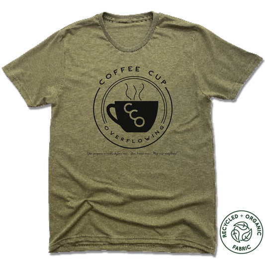 COFFEE CUP OVERFLOWING | UNISEX OLIVE Recycled Tri-Blend | LOGO
