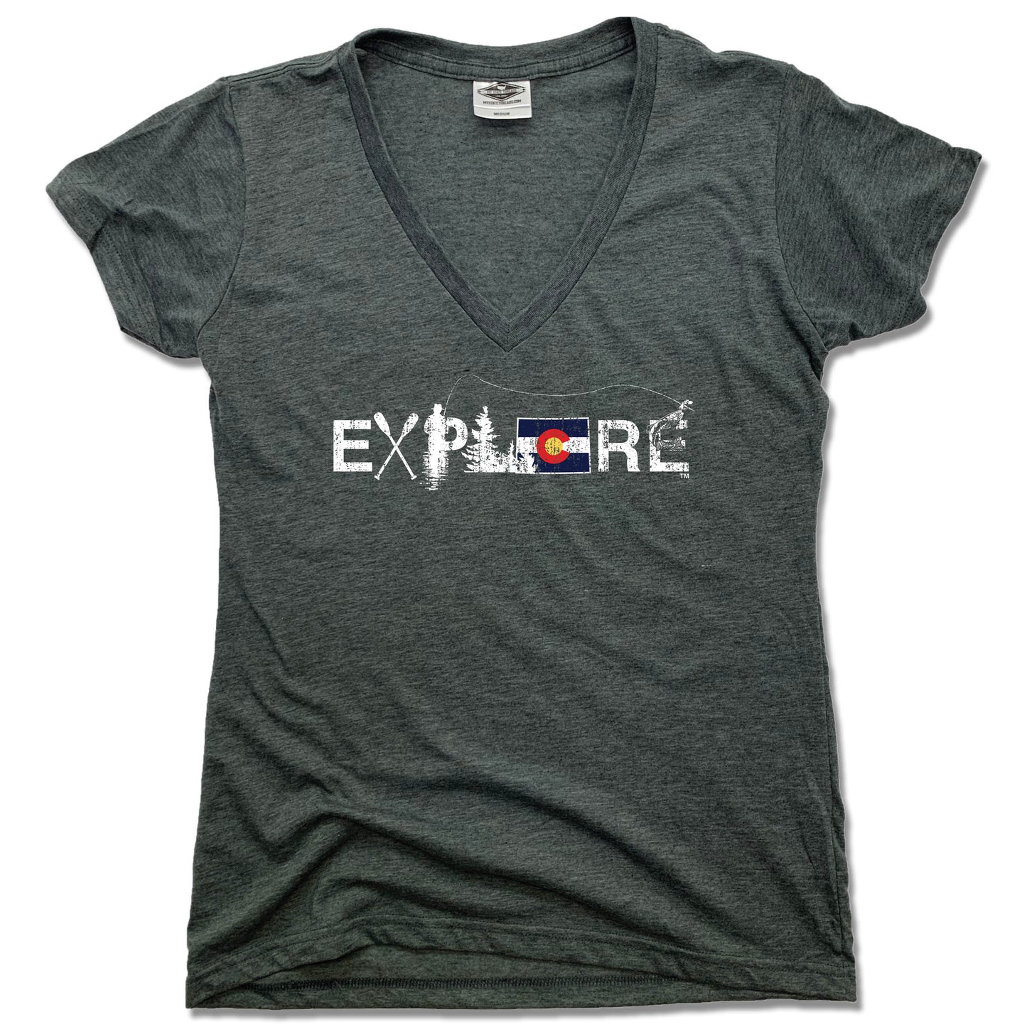 COLORADO LADIES V-NECK | EXPLORE | FLAG - My State Threads