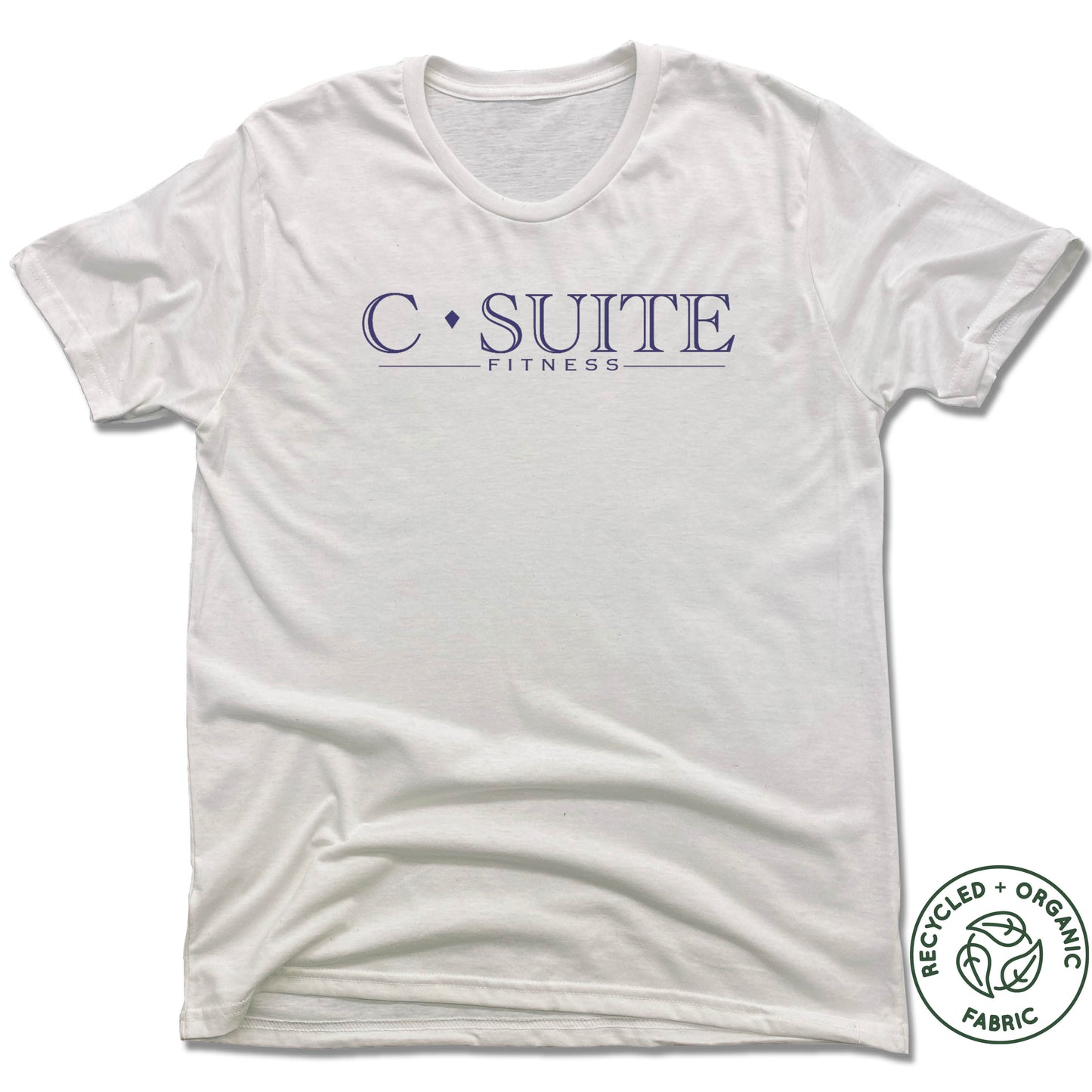 C-SUITE FITNESS | UNISEX WHITE Recycled Tri-Blend | NAVY BLUE LOGO