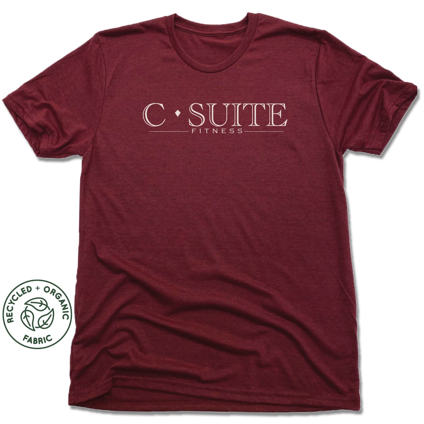 C-SUITE FITNESS | UNISEX VINO RED Recycled Tri-Blend | WHITE LOGO