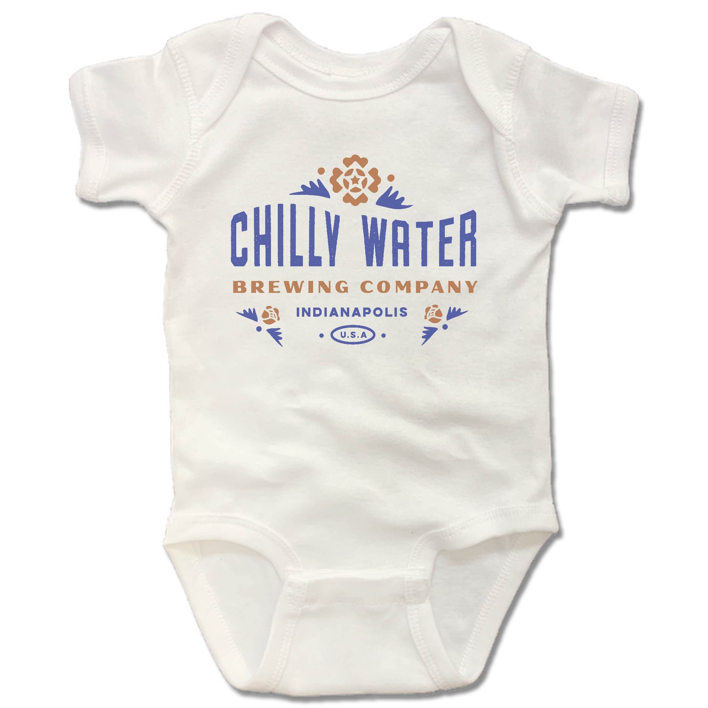 CHILLY WATER BREWING | WHITE ONESIE | CWB COLOR LOGO