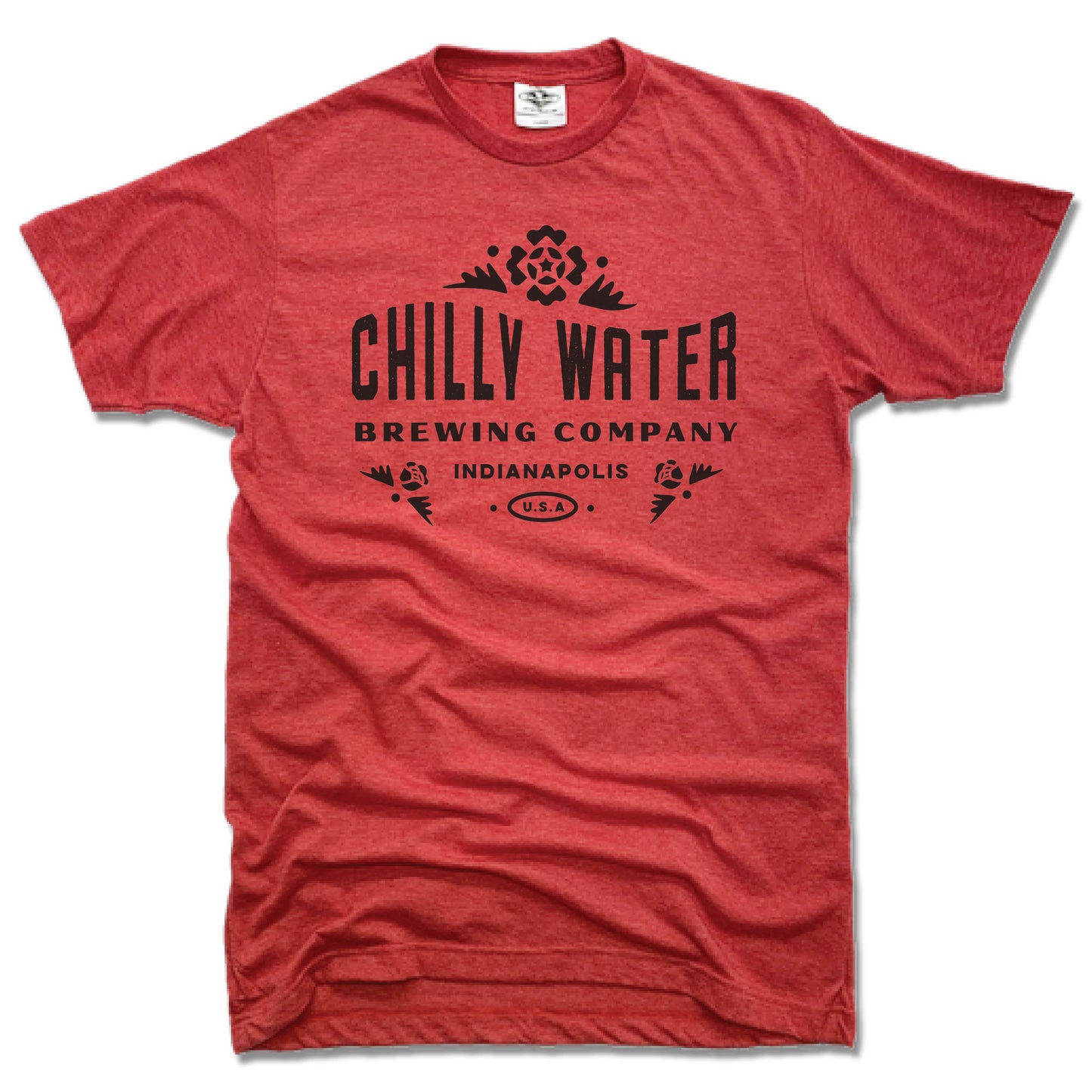 CHILLY WATER BREWING | UNISEX RED TEE | CWB BLACK LOGO