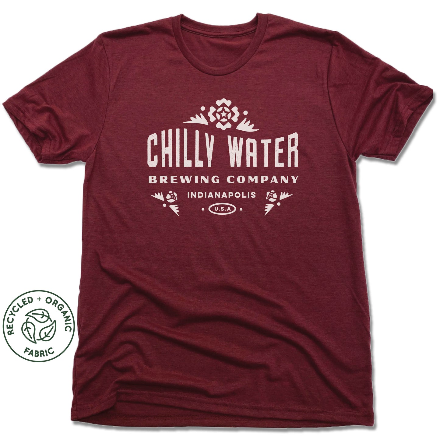 CHILLY WATER BREWING | UNISEX VINO RED Recycled Tri-Blend | CWB WHITE LOGO