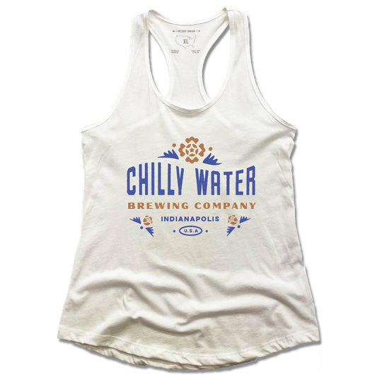 CHILLY WATER BREWING | LADIES WHITE TANK | CWB COLOR LOGO