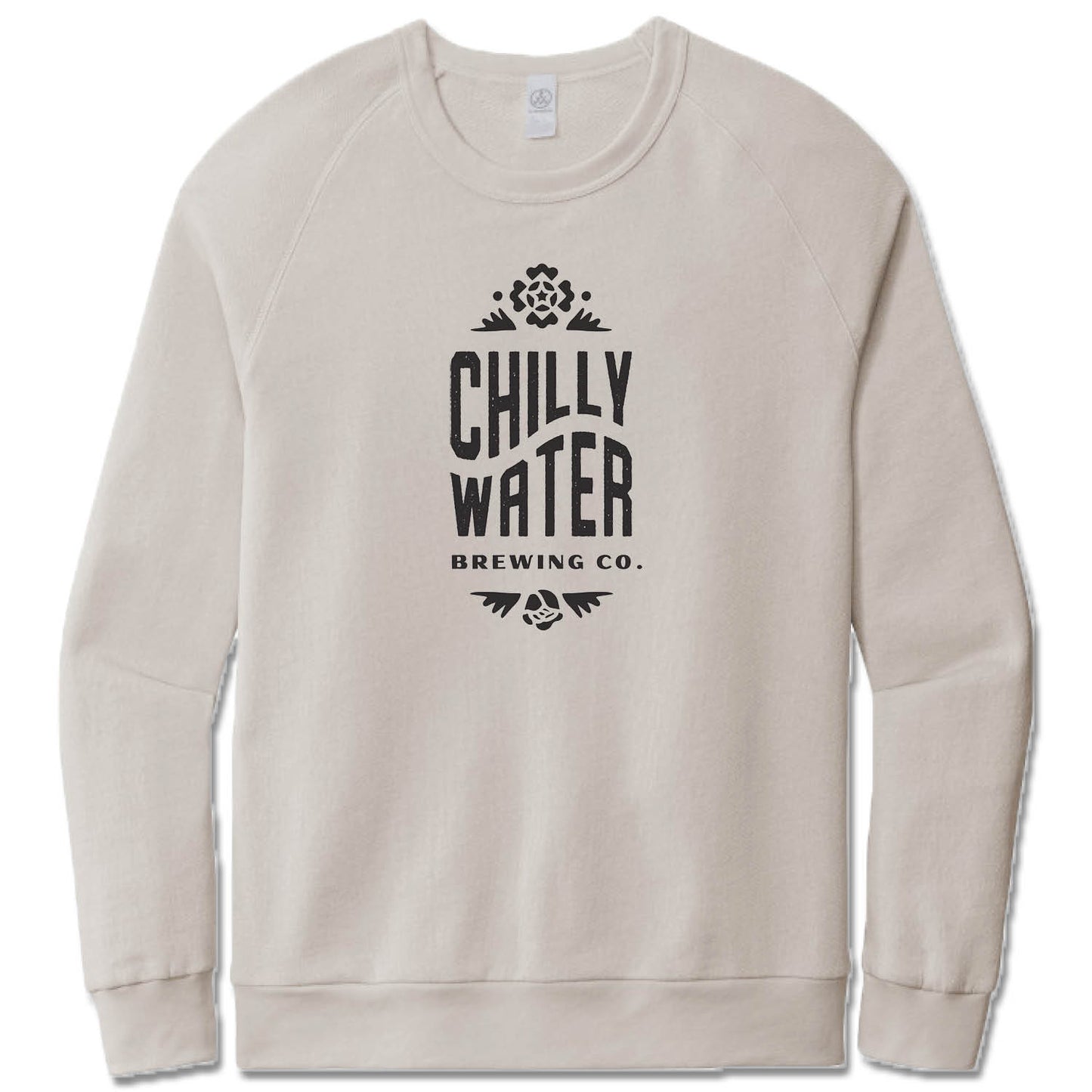 CHILLY WATER BREWING | LIGHT GRAY FRENCH TERRY SWEATSHIRT | CWB VERTICALSPOT BLACK LOGO