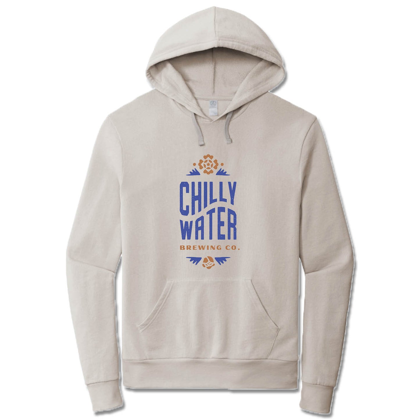 CHILLY WATER BREWING | LIGHT GRAY FRENCH TERRY HOODIE | CWB VERTICALSPOT COLOR LOGO