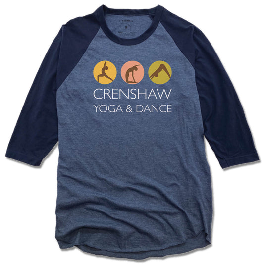 CRENSHAW YOGA & DANCE | DENIM/NAVY 3/4 SLEEVE | WHITE LOGO