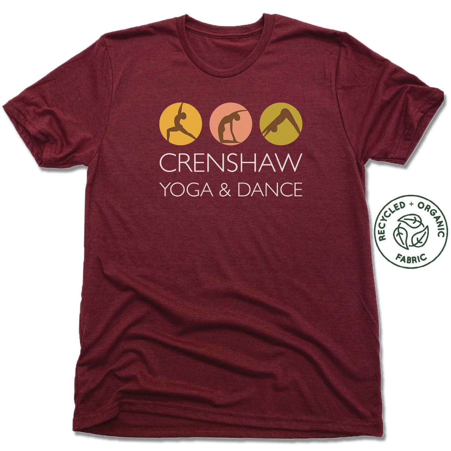 CRENSHAW YOGA & DANCE | UNISEX VINO RED Recycled Tri-Blend | WHITE LOGO