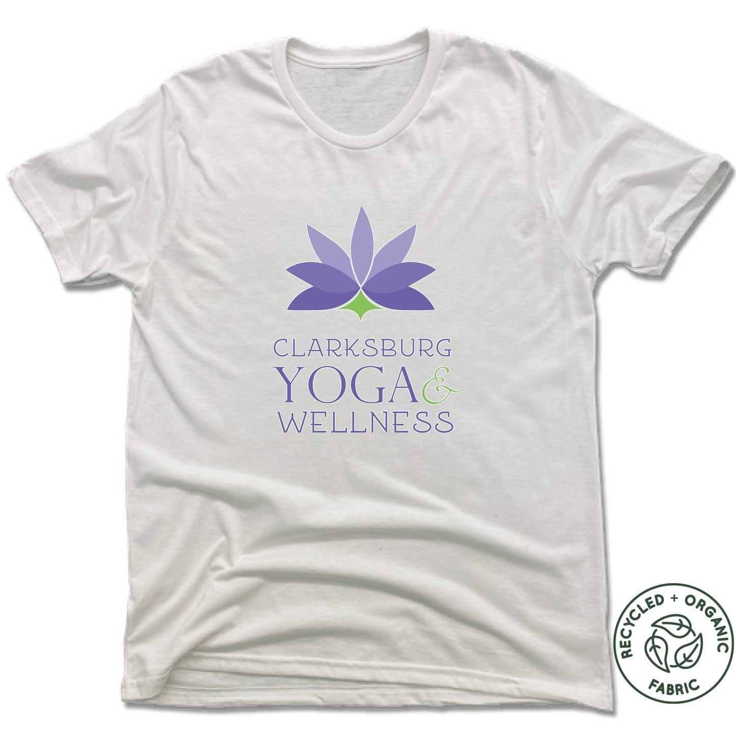 CLARKSBURG YOGA AND WELLNESS | UNISEX WHITE Recycled Tri-Blend | COLOR LOGO