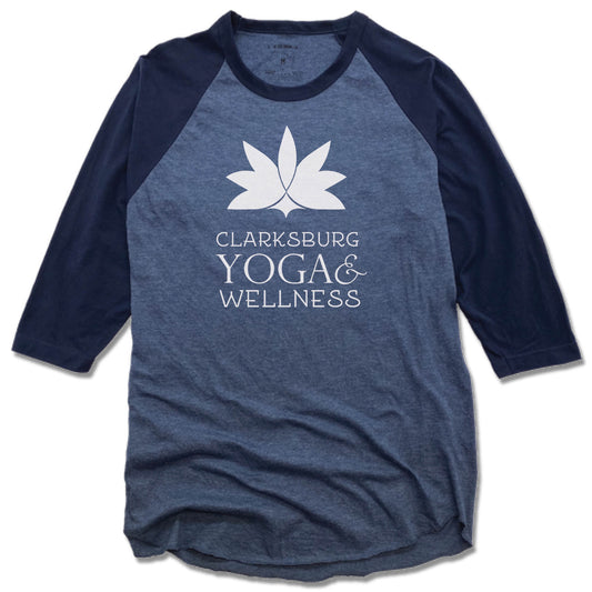 CLARKSBURG YOGA AND WELLNESS | DENIM/NAVY 3/4 SLEEVE | WHITE LOGO