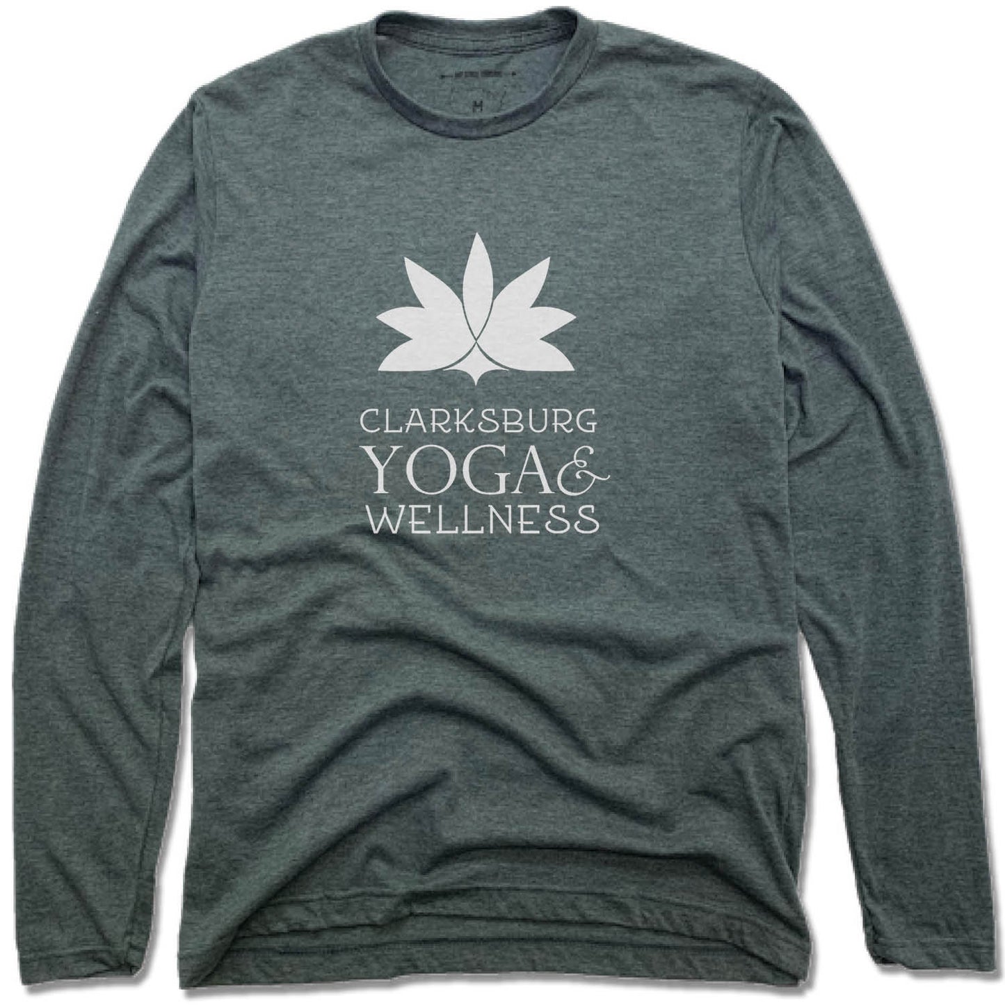 CLARKSBURG YOGA AND WELLNESS | UNISEX LONG SLEEVE TEE | WHITE LOGO