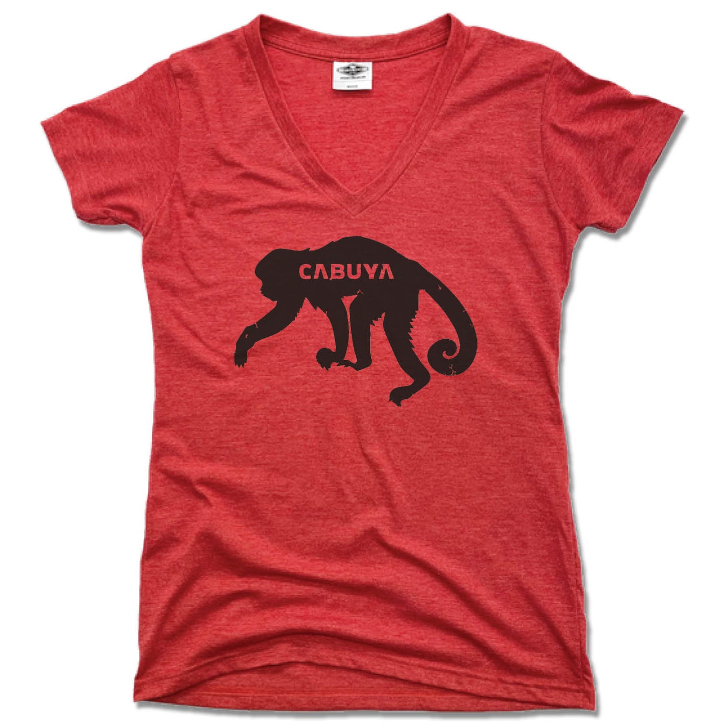 CABUYA LODGE | LADIES RED V-NECK | BLACK MONKEY