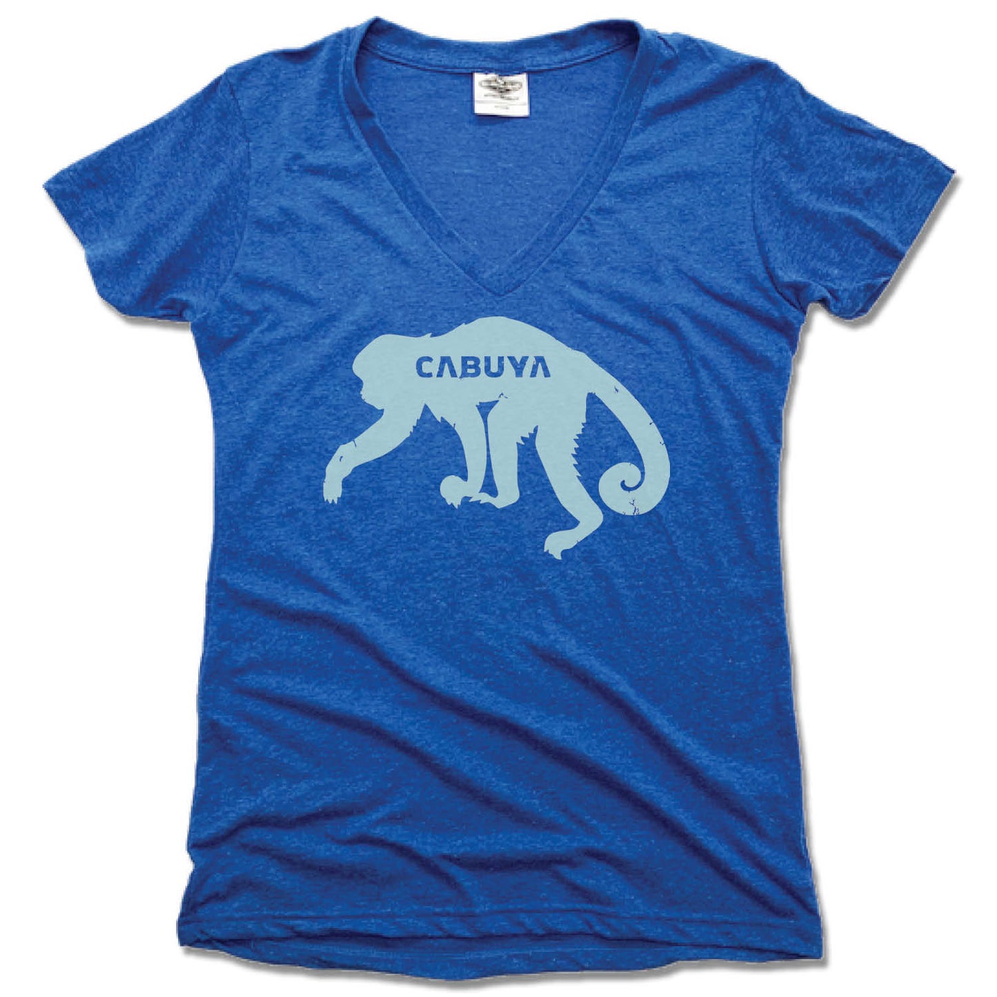 CABUYA LODGE | LADIES BLUE V-NECK | GREEN MONKEY