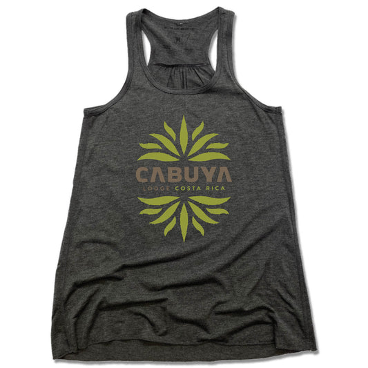 CABUYA LODGE | LADIES GRAY FLOWY TANK | CABUYA LOGO
