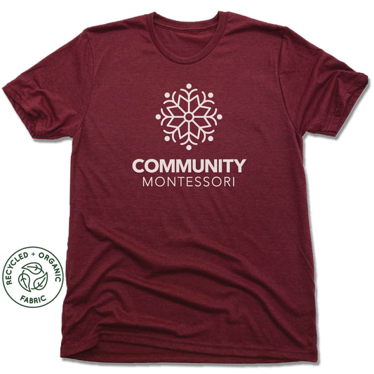 COMMUNITY MONTESSORI | UNISEX VINO RED Recycled Tri-Blend | WHITE LOGO