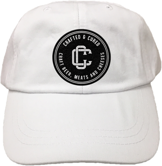 CRAFTED & CURED | EMBROIDERED WHITE HAT | LOGO