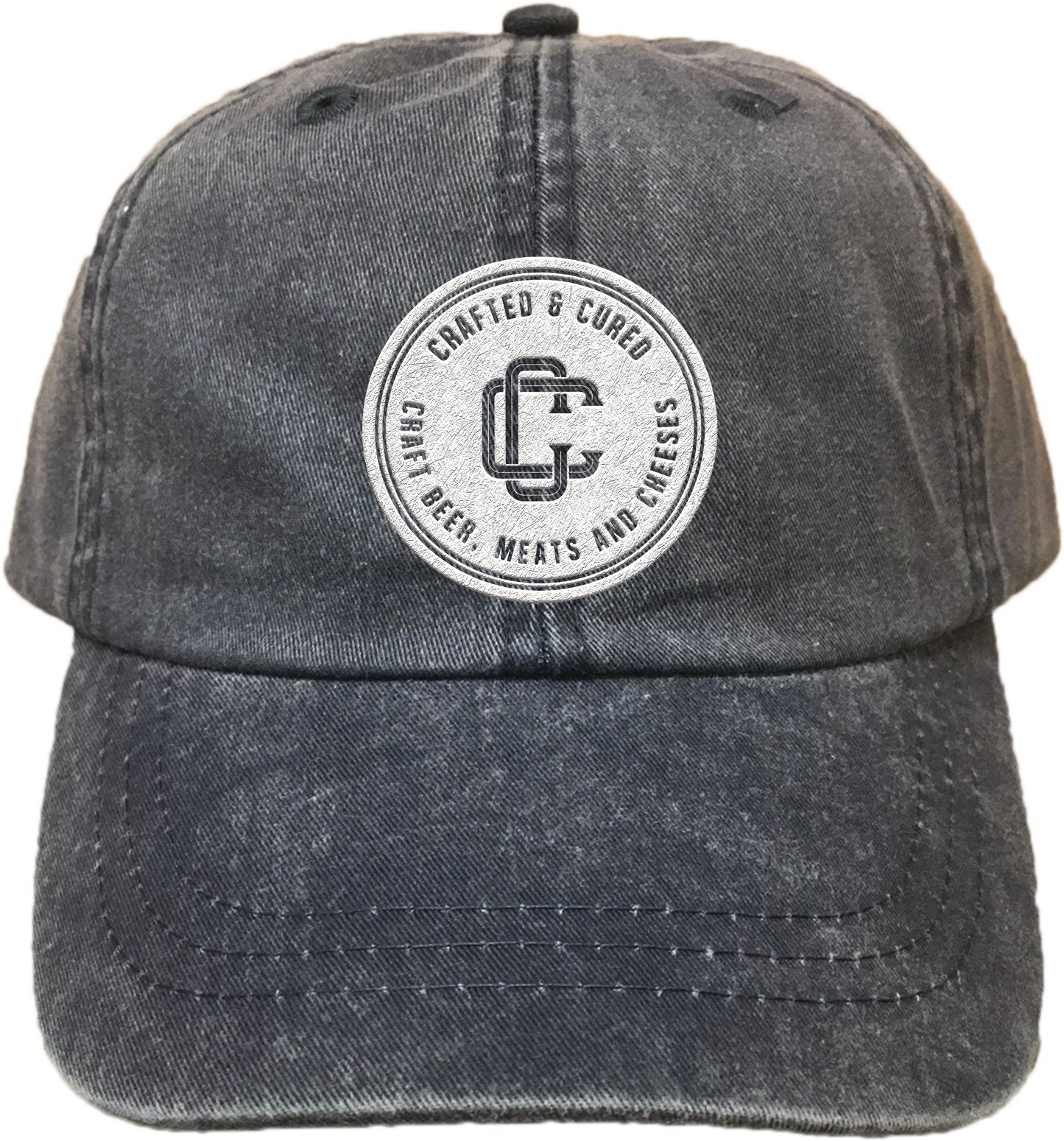 CRAFTED & CURED | EMBROIDERED BLACK HAT | LOGO