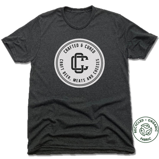 CRAFTED & CURED | UNISEX BLACK Recycled Tri-Blend | WHITE LOGO