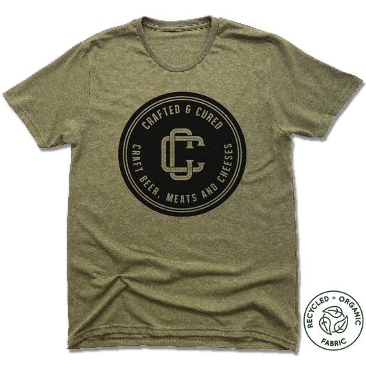 CRAFTED & CURED | UNISEX OLIVE Recycled Tri-Blend | BLACK LOGO