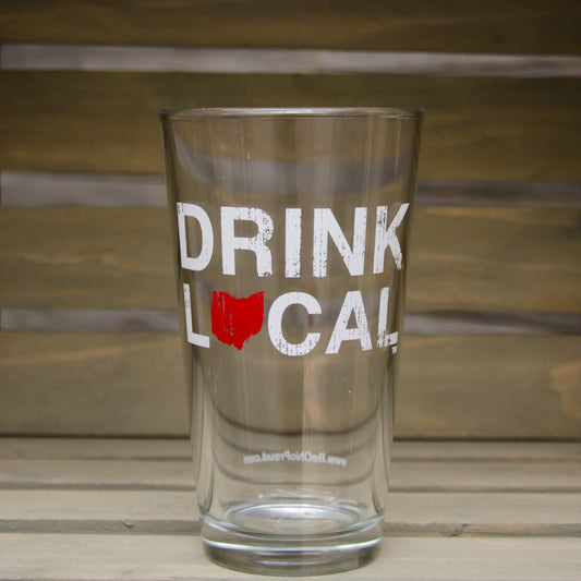 OHIO PINT GLASS | DRINK LOCAL | RED