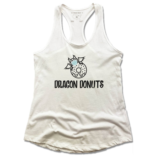 DRAGON DONUTS | LADIES WHITE TANK | DRAGON MASK