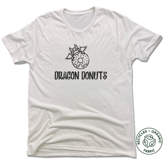 DRAGON DONUTS | UNISEX WHITE Recycled Tri-Blend | BLACK LOGO