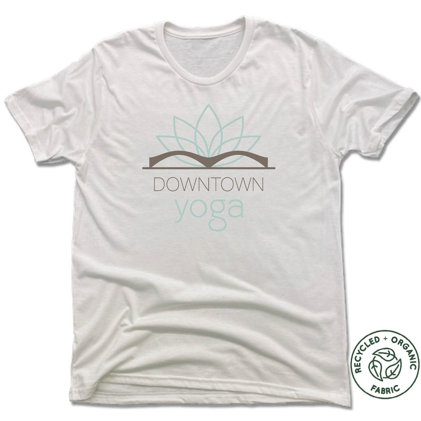 DOWNTOWN YOGA | UNISEX WHITE Recycled Tri-Blend | COLOR LOGO