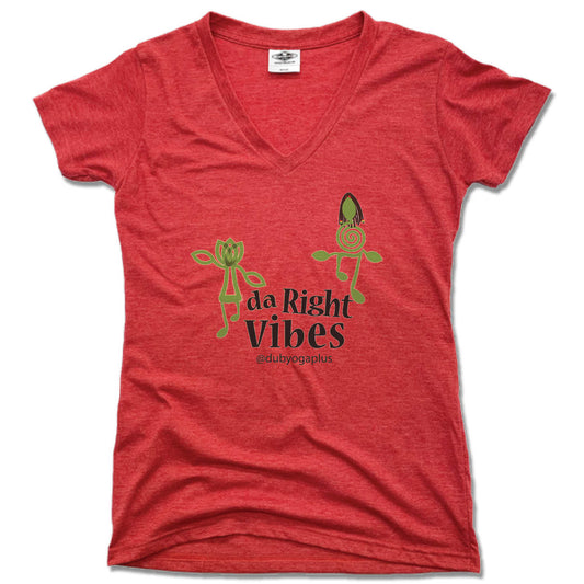 DUB YOGA PLUS | LADIES RED V-NECK | VIBES LOGO