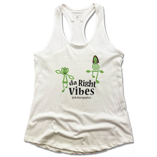 DUB YOGA PLUS | LADIES WHITE TANK | VIBES LOGO