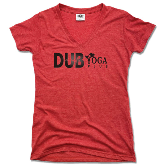 DUB YOGA PLUS | LADIES RED V-NECK | DUB BLACK LOGO