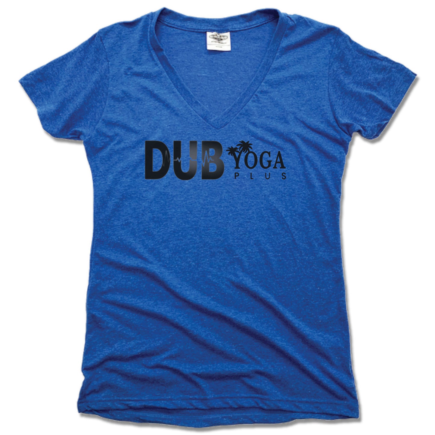 DUB YOGA PLUS | LADIES BLUE V-NECK | DUB BLACK LOGO